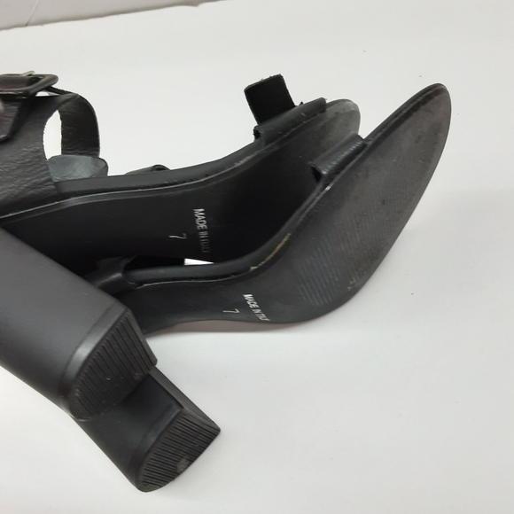 Steven Madden Black Ankle Strap Open Toe Buckle Leather Heels Sandals Size 7 - Picture 9 of 15